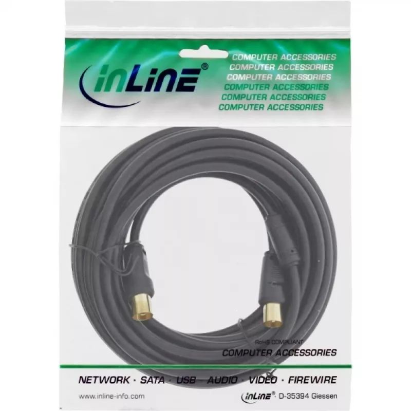 InLine Antennenkabel 2-fach geschirmt >85dB schwarz 5m