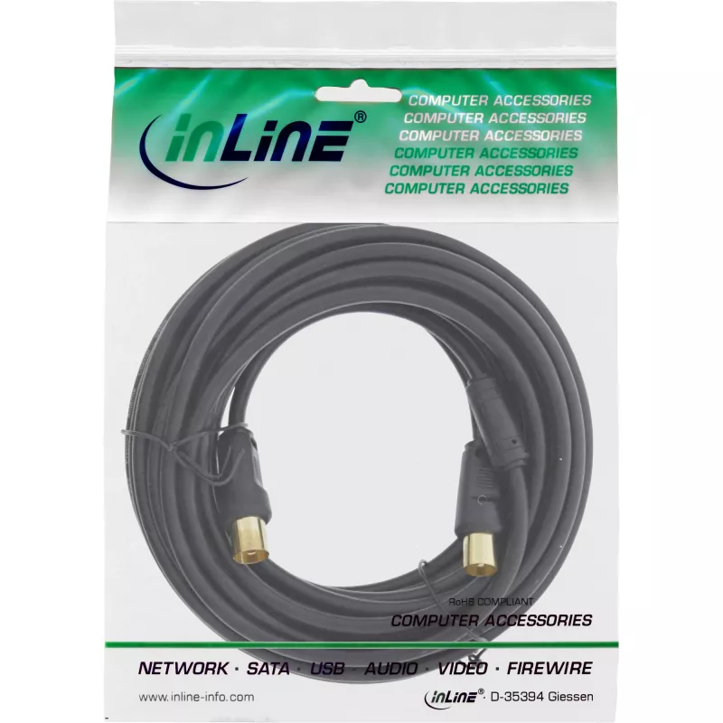 InLine Antennenkabel 2x geschirmt >85dB schwarz 2m