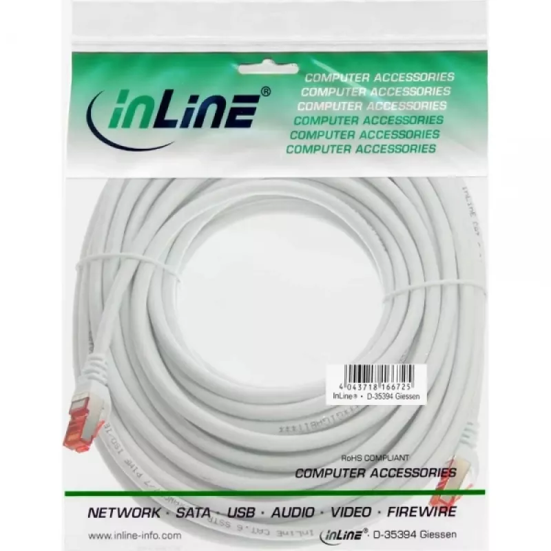 InLine Patchkabel S/FTP PiMF Cat.6 250MHz PVC Kupfer weiß 15m