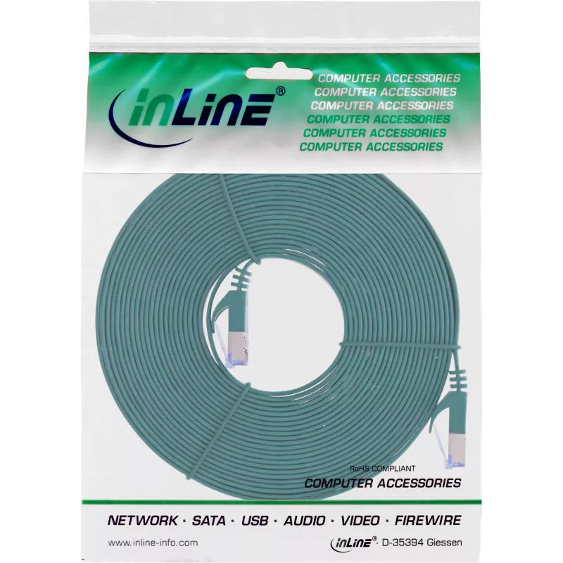 InLine Flach-Patchkabel, U/FTP, Cat.6A, grün, 7m