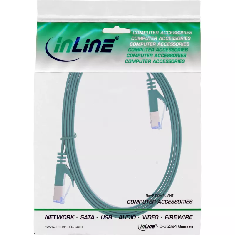 InLine Flach-Patchkabel, U/FTP, Cat.6A, grün, 3m