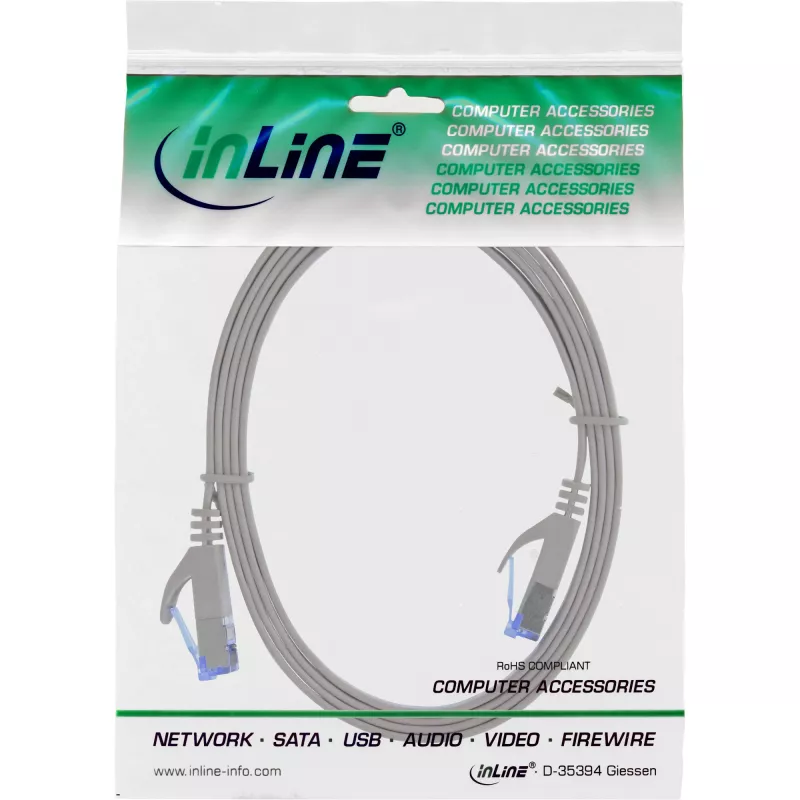 InLine Flach-Patchkabel, U/FTP, Cat.6A, grau, 0,5 m