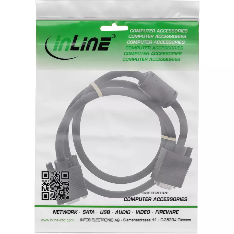 InLine S-VGA-Verlängerungskabel 15HD Stecker / Buchse schwarz 0,5m