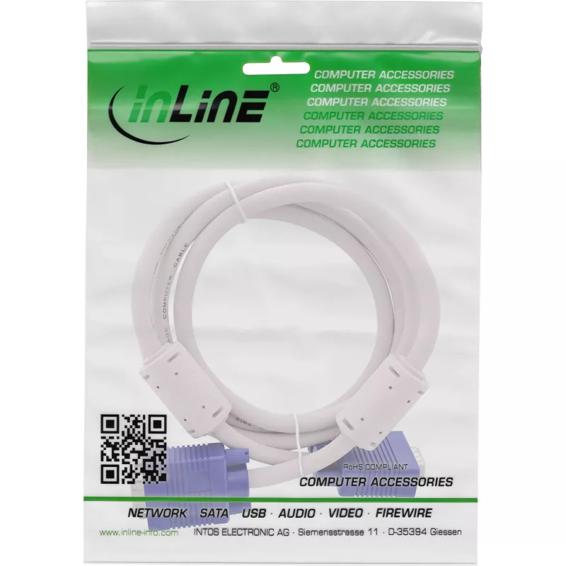 S-VGA-Kabel InLine 17718 15 HD grau Stecker/Stecker 5 m