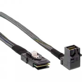 InLine Mini SAS HD-Kabel SFF-8643 abgewinkelt auf SFF-8087 mit Sideband 0,5 m
