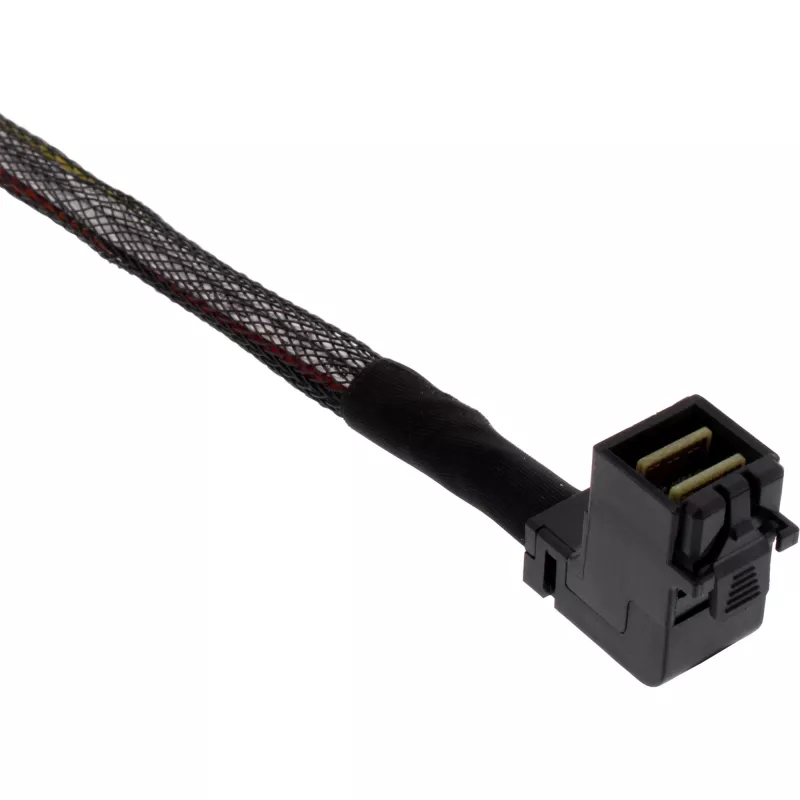 InLine Mini SAS HD Kabel, SFF-8643 abgewinkelt auf 4x SFF-8482 + Strom, 1m