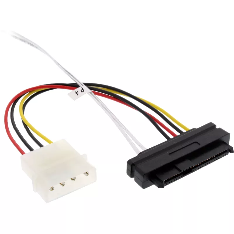 InLine Mini SAS HD Kabel, SFF-8643 abgewinkelt auf 4x SFF-8482 + Strom, 1m