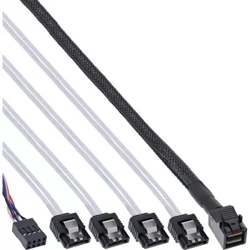 InLine Mini SAS HD Kabel SFF-8643 auf 4x SATA + Sideband 1 m
