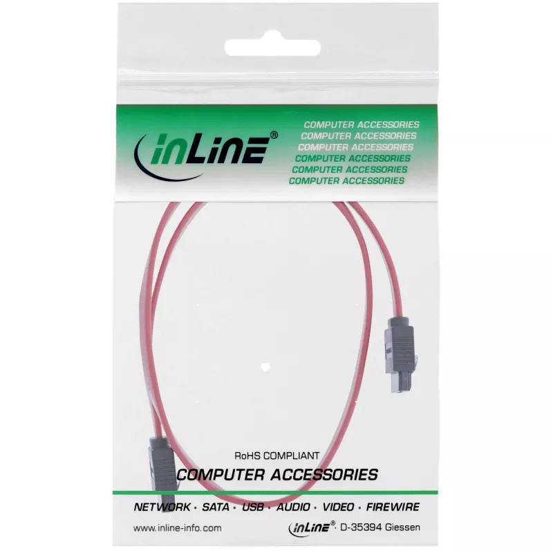 InLine SATA 6Gb/s Kabel mit Clips 0,75m