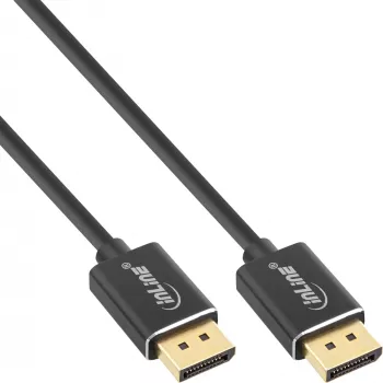 InLine DisplayPort 1.4 Kabel schlank, 8K4K, schwarz, vergoldete Kontakte, 3m