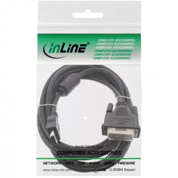 InLine HDMI-DVI-Kabel 19-Pin Stecker / 18+1 Stecker + Ferritkern schwarz 1m