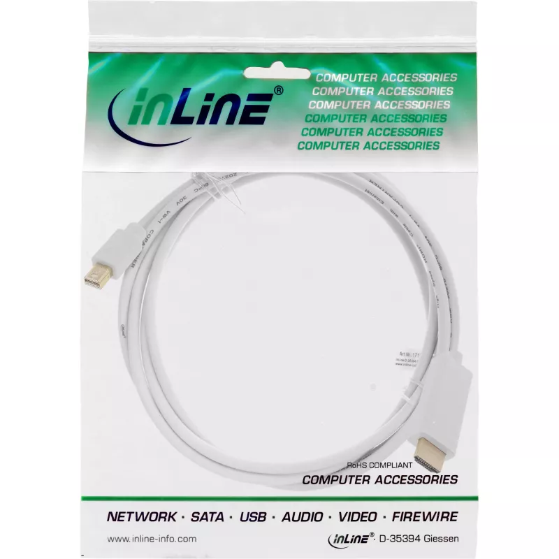 InLine Mini DisplayPort auf HDMI 4K2K mit Audio Konverterkabel 4K2K 1,5m
