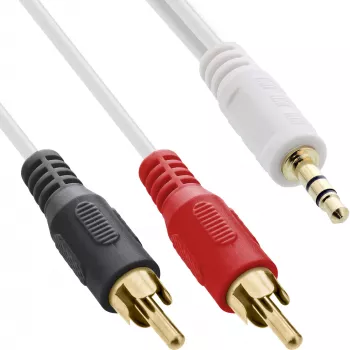 InLine Audiokabel 2x Cinch-Stecker / 3,5mm Klinkenstecker Stereo weiß/gold 2,5m