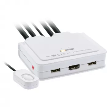 InLine KVM-Switch, 2-Port, USB-C + HDMI auf HDMI, 4K, mit Audio, integr. Kabel