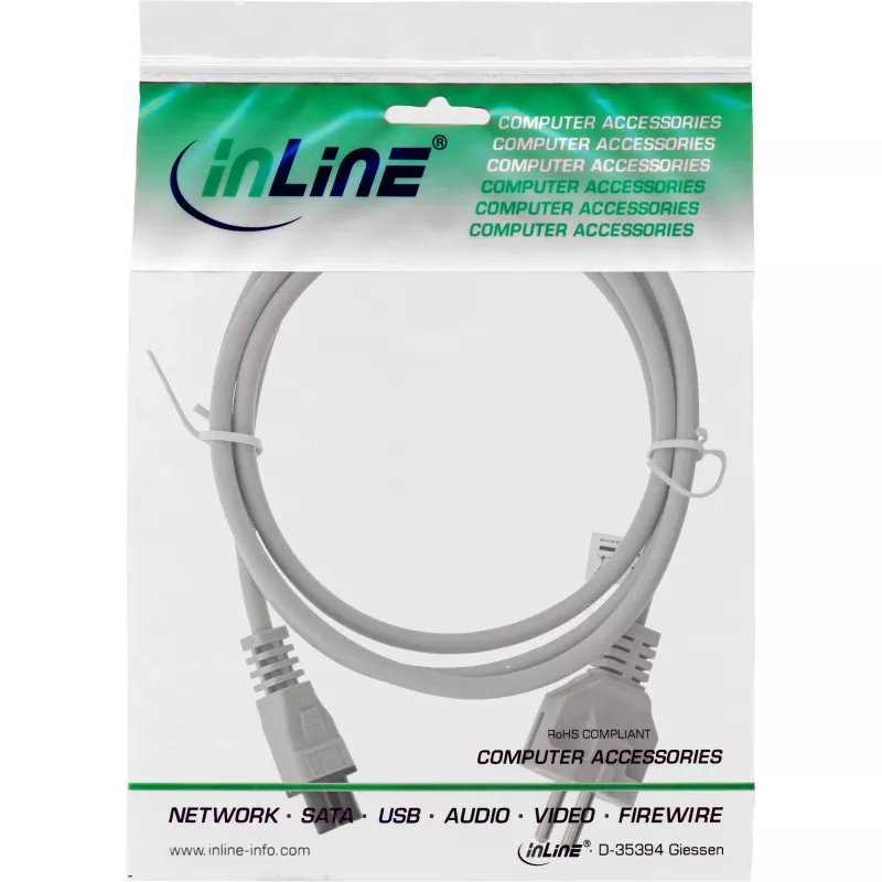 InLine Netzkabel, für Notebooks, grau, 1,8 m