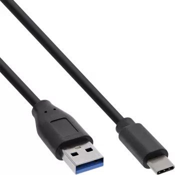 InLine USB 3.2 Gen.1x2 Kabel, USB-C-Stecker / USB-A-Stecker, schwarz, 0,3 m