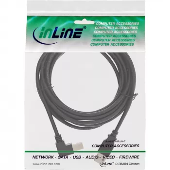 InLine USB 2.0 Kabel abgewinkelt Typ A Stecker / B Stecker, schwarz, 0,3m