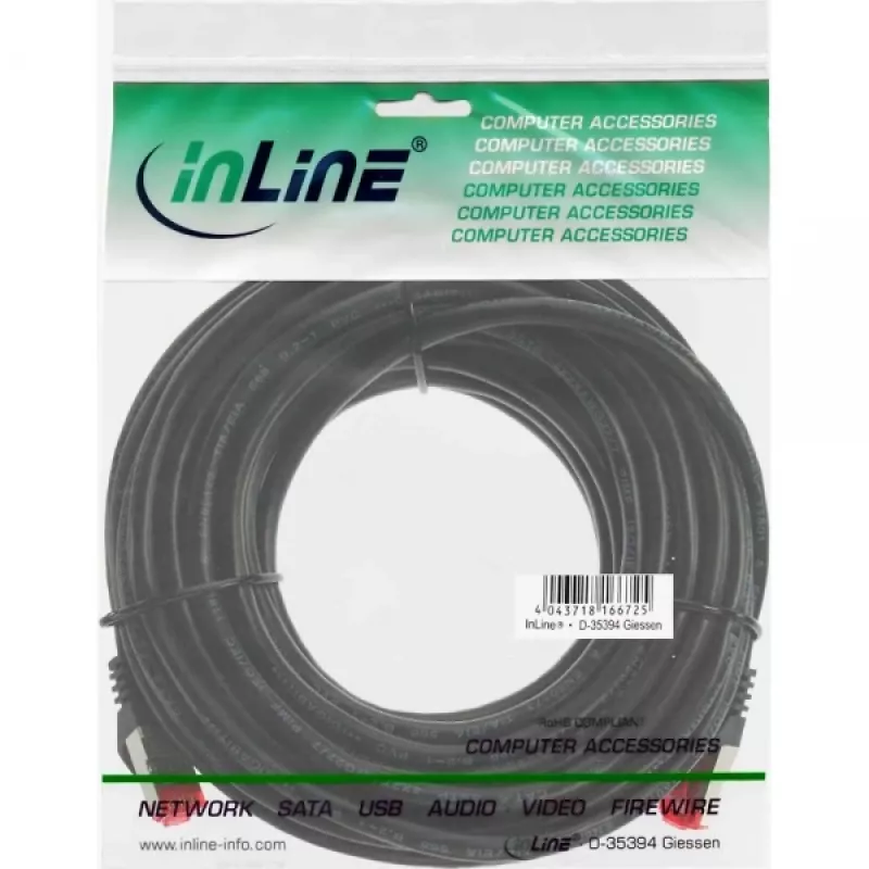 InLine Patchkabel S/FTP PiMF Cat.6 250MHz PVC Kupfer schwarz 50m