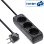 InLine Steckdosenleiste, 3-fach Schutzkontakt CEE 7/3, schwarz, 3m, 3 m, abgewinkelt, 1,5 mm², Schwarz, Kunststoff, 3 AC-Ausgang/Ausgänge