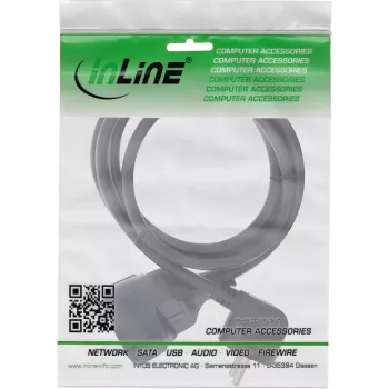 InLine Stromverlängerungskabel Typ F abgewinkelt, schwarz, 1 m, 1 m, Innenbereich, Typ F, Typ F, Abgewinkelt, 1,5 mm²