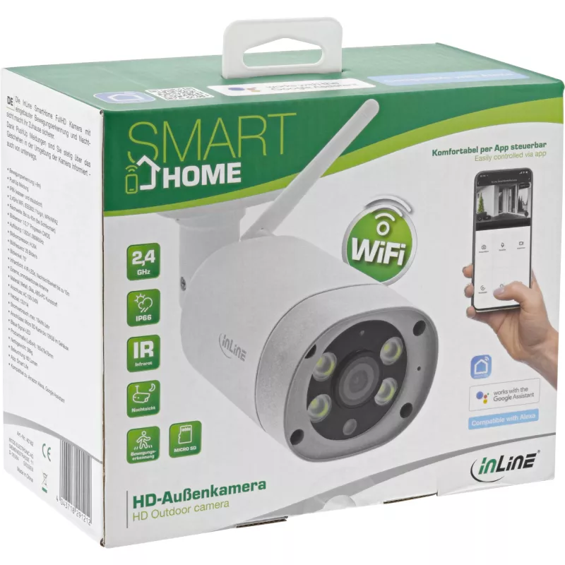 InLine SmartHome HD-Außenkamera mit LED-Licht, IP66