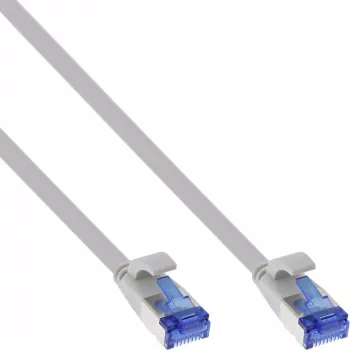 InLine Flach-Patchkabel, U/FTP, Cat.6A, TPE halogenfrei, grau, 0,3 m