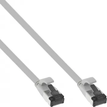 InLine Patchkabel flach, U/FTP, Cat.8.1, TPE halogenfrei, grau, 0,25 m
