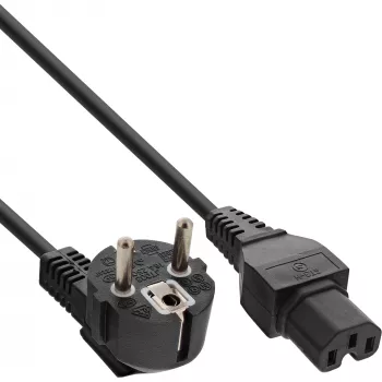 InLine B-16810 Netzkabel, CEE 7/7 gewinkelt auf C15, 1,8 m, Schwarz, 25er-Pack Bulk