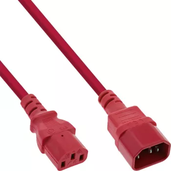 InLine B-16502R Netzkabel-Verlängerung, C13 auf C14, 2 m, Rot, 35er-Pack Bulk