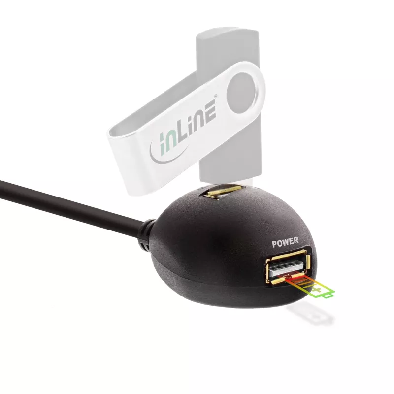 InLine USB 3.2 Gen.1 Kabel USB Typ A Stecker / A Buchse + Stromversorgung, mit Ständer, schwarz, 1 m