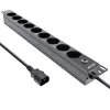 InLine 19-Zoll-Steckdosenleiste, 9-fach CEE7/7, C14-Stecker, Überlastschutz