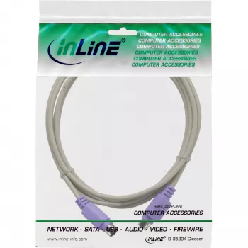 InLine PS/2-Kabel Stecker/Stecker grau mit violettem Stecker 2m