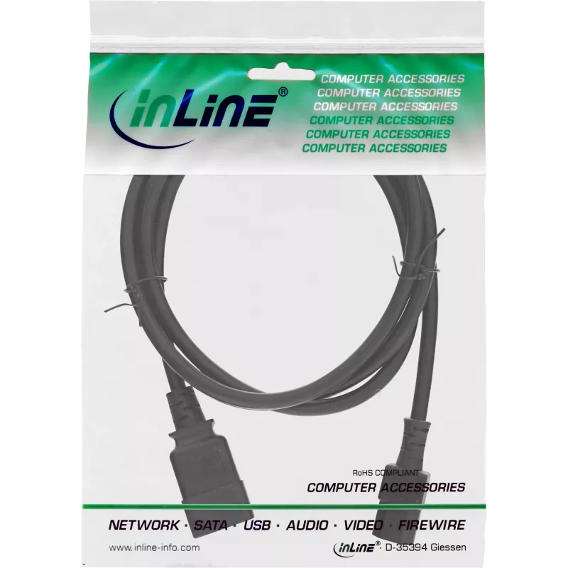 InLine Power-Adapterkabel, IEC-60320 C20 auf C13, 3x1,5mm², max. 10A, 0,5m