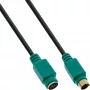 InLine PS/2-Kabel, M/F, schwarz/grün, vergoldete Kontakte, 3 m