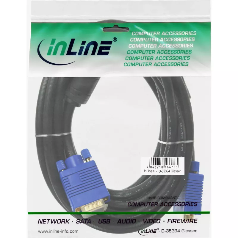 InLine S-VGA-Kabel Premium 15HD Stecker / Stecker schwarz 3m