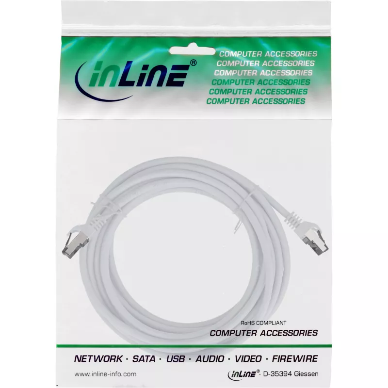 InLine Patchkabel, S/FTP (PiMf), Cat.8.1, 2000MHz, halogenfrei, weiß, 7,5m