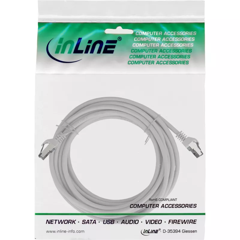 InLine Patchkabel, S/FTP (PiMf), Cat.8.1, 2000 MHz, halogenfrei, grau, 7,5 m