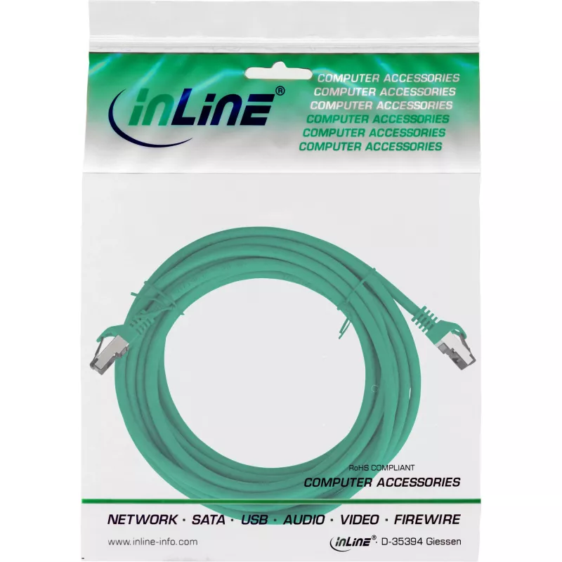 InLine Patchkabel, S/FTP (PiMf), Cat.8.1, 2000 MHz, halogenfrei, grün, 5 m
