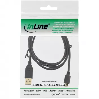 InLine Micro-USB-2.0-Kabel USB Typ A Stecker / Micro-B Stecker, schwarz, 1 m