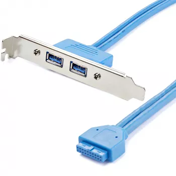 StarTech.com 2-Port-USB-3.0-A-Slotblech-Adapter, IDC, USB 3.2 Gen 1 (3.1 Gen 1), Blau, Edelstahl, 0,5 m, CE, REACH, 500 mm