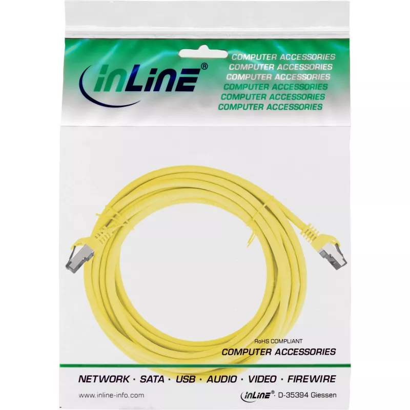 InLine Patchkabel, S/FTP (PiMf), Cat.8.1, 2000 MHz, halogenfrei, gelb, 10 m