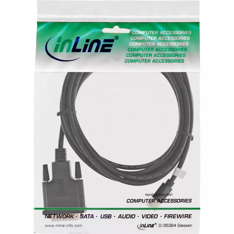 InLine Mini DisplayPort Stecker auf DVI-D 24+1 Stecker Kabel, schwarz/gold, 3 m