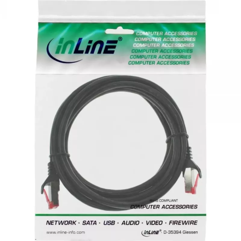 InLine Patchkabel S/FTP PiMF Cat.6 250MHz PVC CCA schwarz 1,5 m