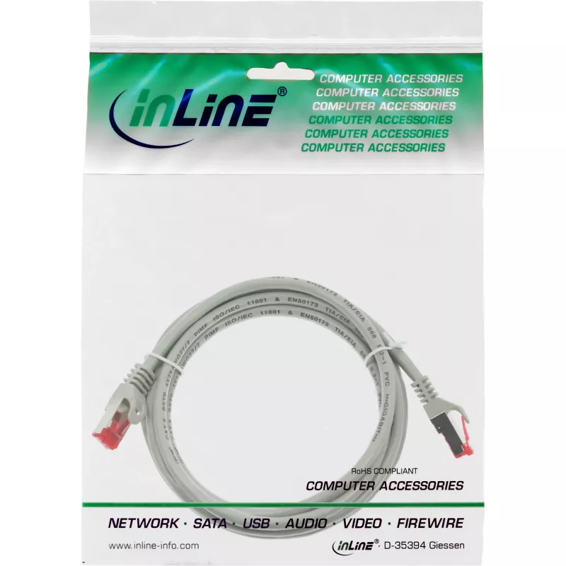 InLine Patchkabel S/FTP PiMF Cat.6 250MHz PVC CCA grau 3m