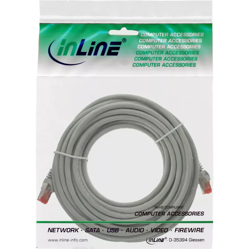 InLine Patchkabel S/FTP PiMF Cat.6 250MHz PVC CCA grau 10m