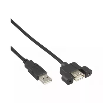 InLine USB 2.0 Kabel A Stecker auf A Buchse für Slotblech, 0,6 m, Schwarz, 120 Stück Bulk-Pack