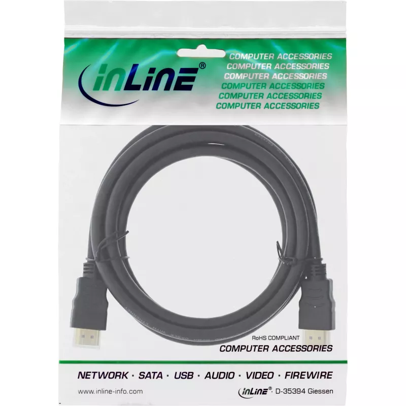 InLine High Speed HDMI Kabel mit Ethernet Premium 4K2K Stecker/Stecker schwarz 0,3m