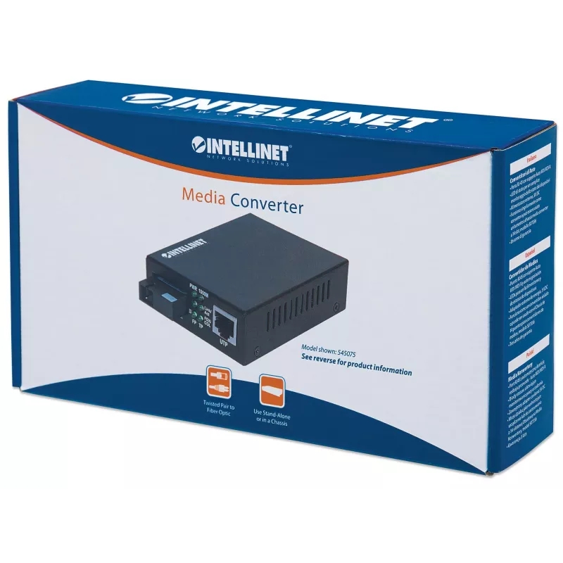 Intellinet Gigabit Ethernet Single Mode Medienkonverter, 10/100/1000Base-T zu 1000Base-Lx (SC) Single-Mode, 20 km