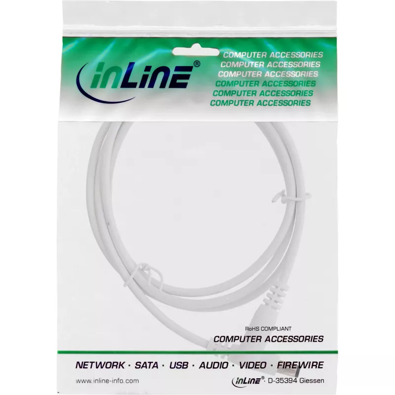 InLine DC-Verlängerungskabel, DC-Stecker/Buchse 5,5x2,1mm, weiß, 3m