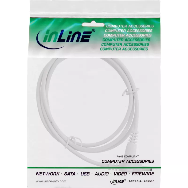 InLine DC-Verlängerungskabel, DC Stecker/Buchse 4,0x1,7mm, weiß, 3m